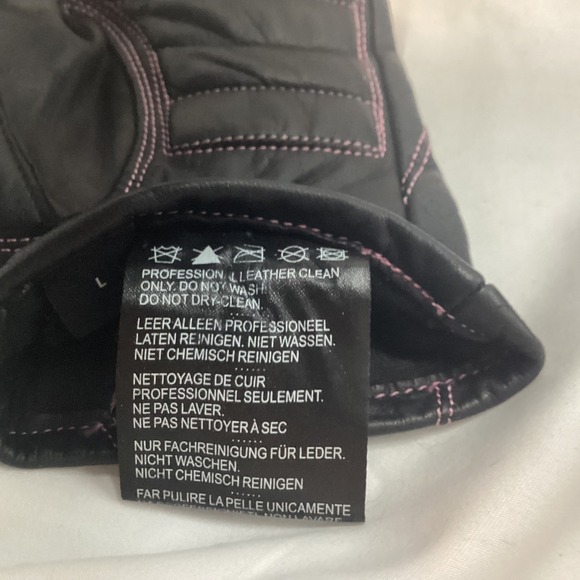 Harley Davidson Womans black/pink leather gloves large - Picture 6 of 7